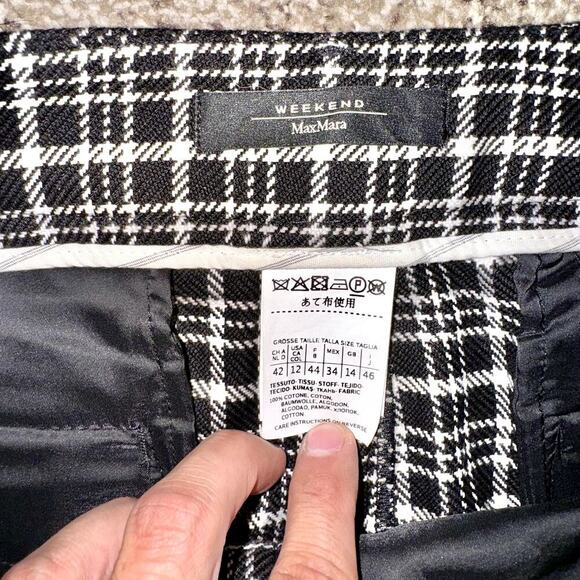 Weekend Max Mara Women's Black/White Tweed Ruffled Dress Pants - Picture 2 of 10